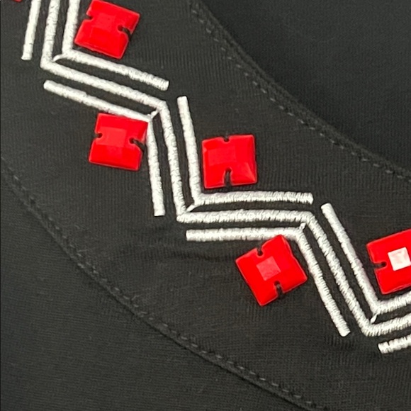 Point Zero Black Midi Dress with Red Pattern - Picture 4 of 5